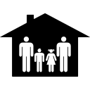 familiegroep van twee mannen, een zoon en een dochter icoon