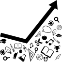 gráfico de líneas para educación con materiales en la flecha. 