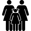 tres mujeres dos adultos y un niño. 