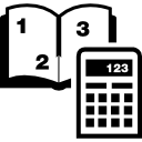 calculadora y libro de matemáticas 