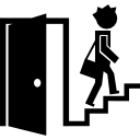 offene tür und ein student auf der treppe icon