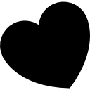 Черный символ сердца повернут влево 