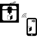 impressora 3d conectada ao tablet por sinal sem fio Ícone