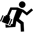 lavoratore che corre con una valigetta in una mano icona