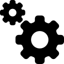 símbolo de interfaz de configuración de dos ruedas dentadas 