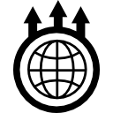 Earth grid circle with up arrows 