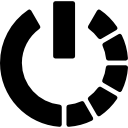 variante do símbolo de poder com semicírculo de linha tracejada 