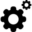 símbolo de interfaz de engranajes sobre ruedas para el botón de edición de configuración 
