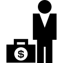 hombre con bolsa de dinero de dólares icon