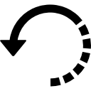 círculo de seta com meia linha quebrada 