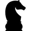 forma del pezzo degli scacchi nero del cavallo dalla vista laterale icona