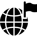 globo terrestre con griglia e bandiera icona
