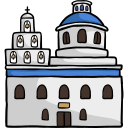kościół z niebieską kopułą ikona