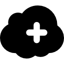 sinal de adição em um símbolo de nuvem escura da internet 