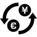 símbolo de cambio de moneda dólar yen con círculo de flechas 