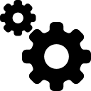símbolo de interfaz de configuración de dos engranajes de diferentes tamaños 
