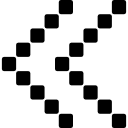 doble punta de flecha de cuadrados apuntando a la izquierda 