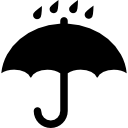 símbolo de paraguas abierto negro con gotas de lluvia cayendo sobre él 