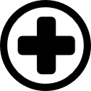sinal médico do hospital de uma cruz em um círculo Ícone
