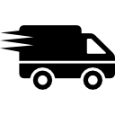 camión de reparto logístico en movimiento icon