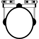 gafas de google desde la vista superior en la cabeza de una persona 