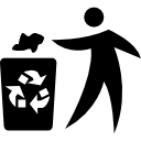Man throwing paper in recycle container 