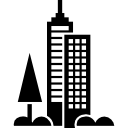 paisaje urbano con torres de construcción. icon