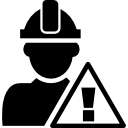 señal de atención y trabajador de la construcción. icon