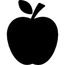 苹果与一片叶子黑色剪影图标
