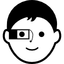 criança com óculos do google no olho 