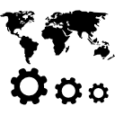 símbolos del mapa y de los engranajes del mundo 