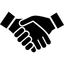Two businessmen hands salutation 