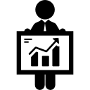 zakenman die grafische statistieken toont icoon