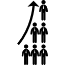 gráfico de empresarios con flecha hacia arriba 