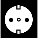 toma de corriente de forma circular con dos agujeros 