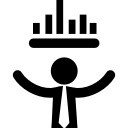 empresario con gráfico de barras de estadísticas 