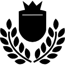 escudo simbólico com coroa e ramos de oliveira 