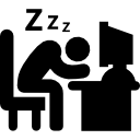 büroangestellter, der bei der arbeit auf seinem schreibtisch schläft 