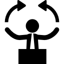 symbol des sich bewegenden geschäftsmannes mit pfeilen icon
