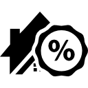 símbolo de porcentaje en una casa para negocios inmobiliarios icon