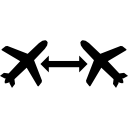 símbolo de dois aviões espelhados com seta dupla no meio 