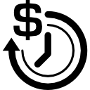 orologio con simbolo del dollaro icona