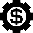 ingranaggio con simbolo del dollaro all'interno icona