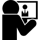 computer werknemer op achteraanzicht icoon