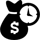 bolsa de dinheiro em dólares com relógio 
