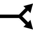 freccia dritta con biforcazione a due icona