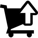 carrinho de compras com o símbolo de e-commerce de seta para cima 