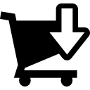 carrinho de compras com o símbolo de e-commerce de seta para baixo 