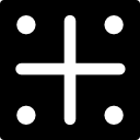 símbolo quadrado com uma cruz dentro e quatro pontos 
