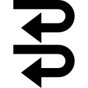 simbolo di due frecce curve indietro icona